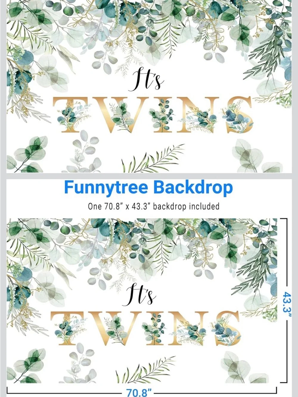Twins Baby Shower Decoration Bundle – Backdrop, Sash, Props & Games